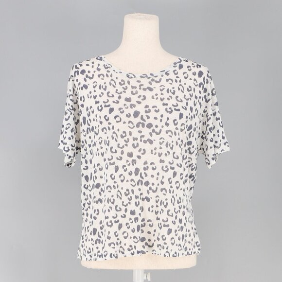 RAILS Roman Top Linen Blend in Snow Leopard Short Sleeves Size S - Picture 2 of 7